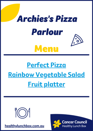 Archies pizza parlour menu