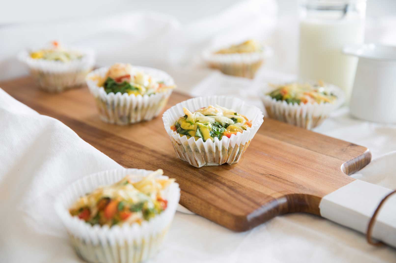 Egg muffins on a timber board