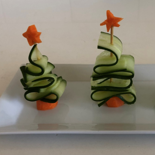 Christmas trees made from cucumber and carrots