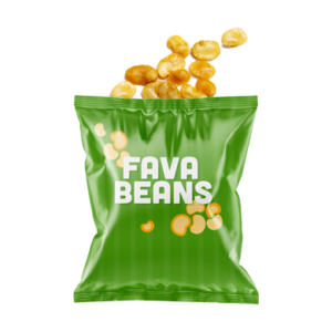 Fava beans in a green packet