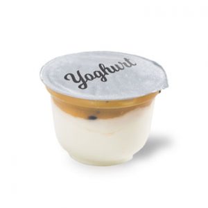 Image of a fruit and yoghurt tub with the lid on